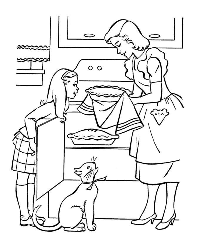 mothers day coloring pages helping mom bake pie page