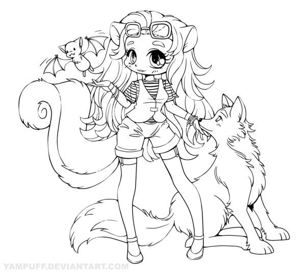 Chibi wolf girl coloring pages in 2020 | Chibi coloring pages, Animal coloring  pages, Dog line art