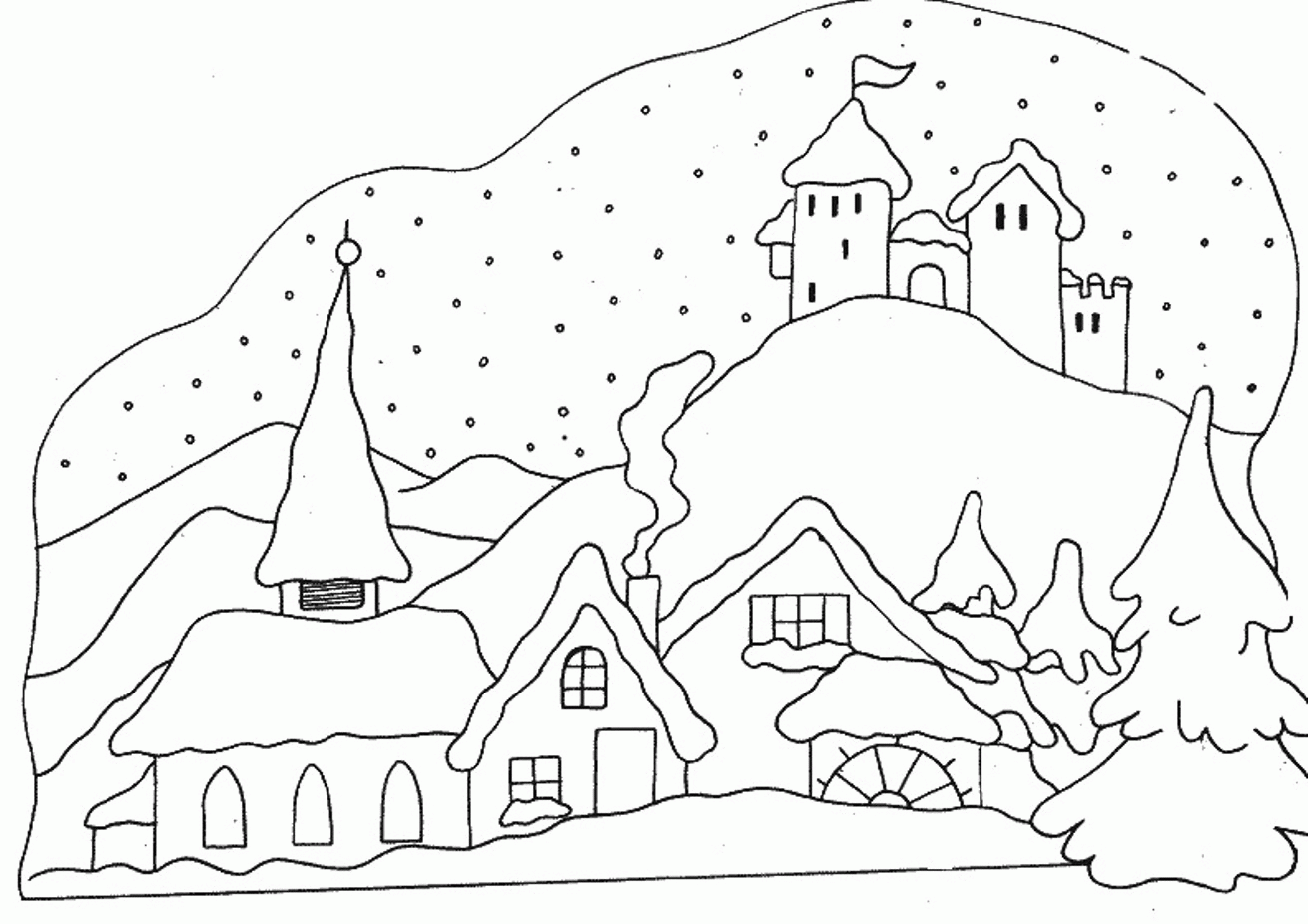 Winter Snow Scene Coloring Pages - High Quality Coloring Pages