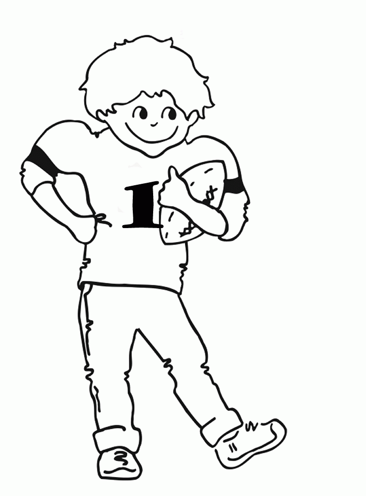 Football Player Kids Coloring Pages - Football Coloring Pages