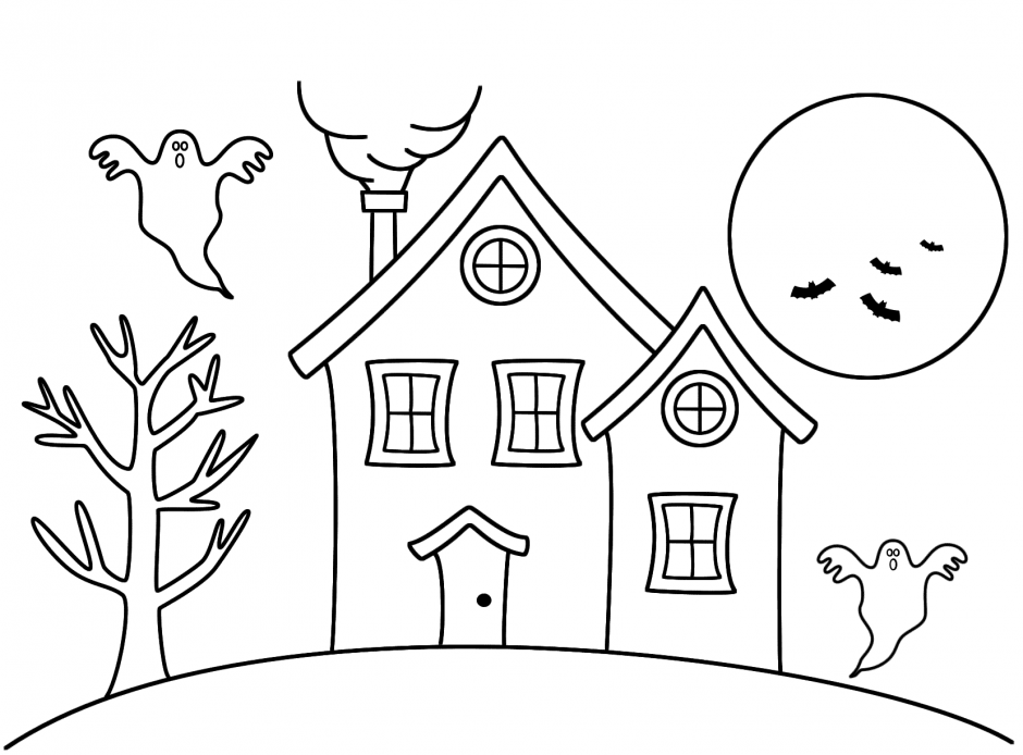 Print Free Halloween Coloring Pages Haunted House Or Download Free