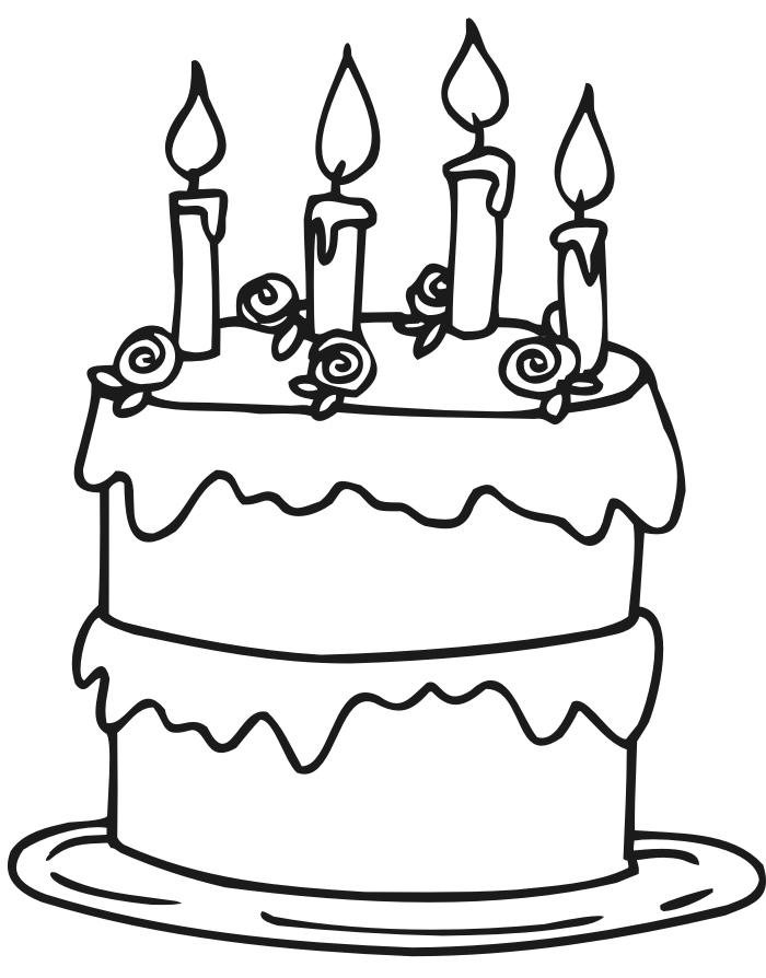 Birthday Cake Coloring Page | Cake & Candles