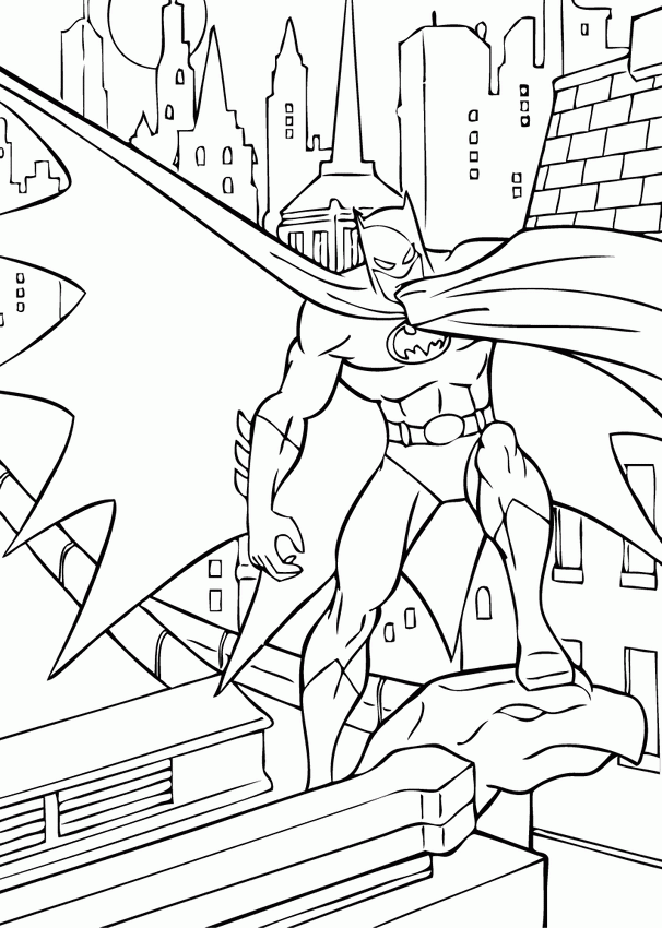 BATMAN coloring pages - Batman defending Gotham city