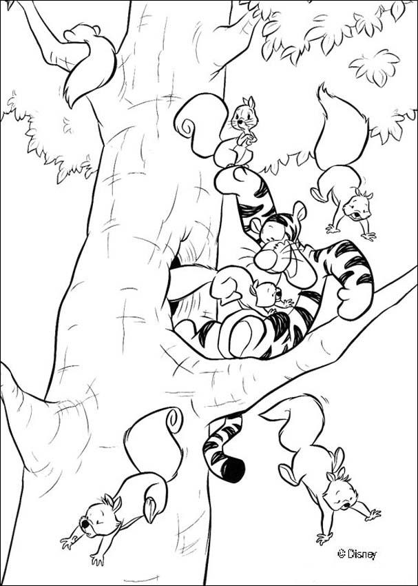 Winnie The Pooh coloring pages - Tigger and the squirrels