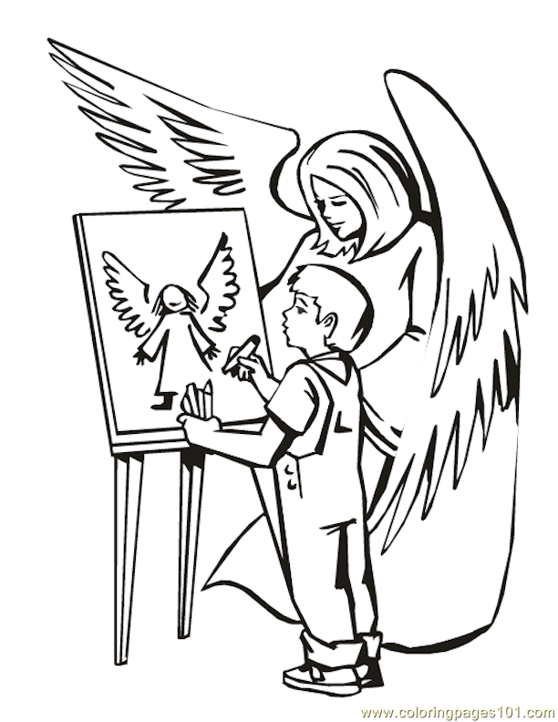 Coloring Pages 001 Angels 18 (Other > Religions) - free printable