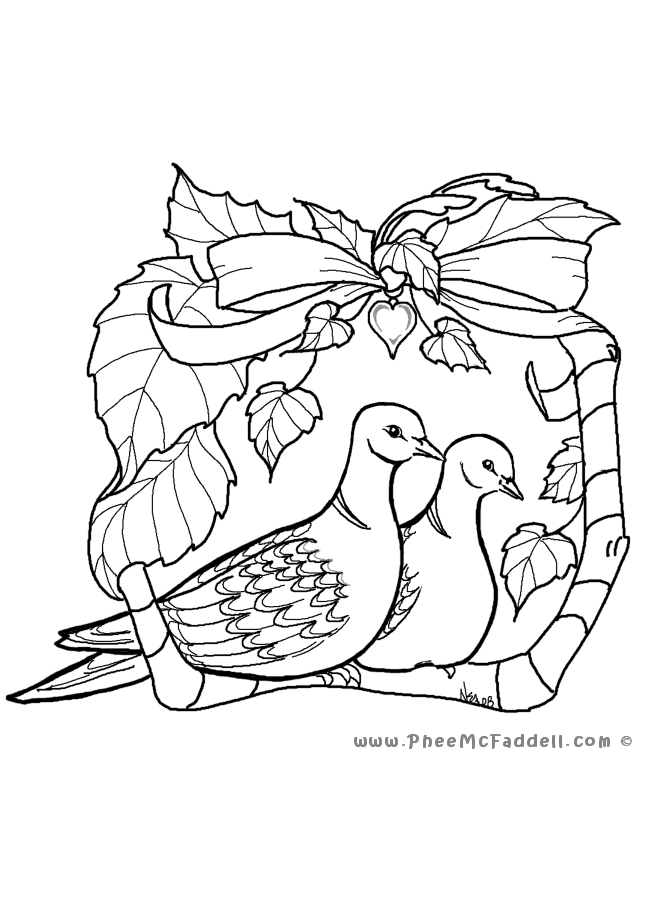 Two Turtle Doves Coloring Page