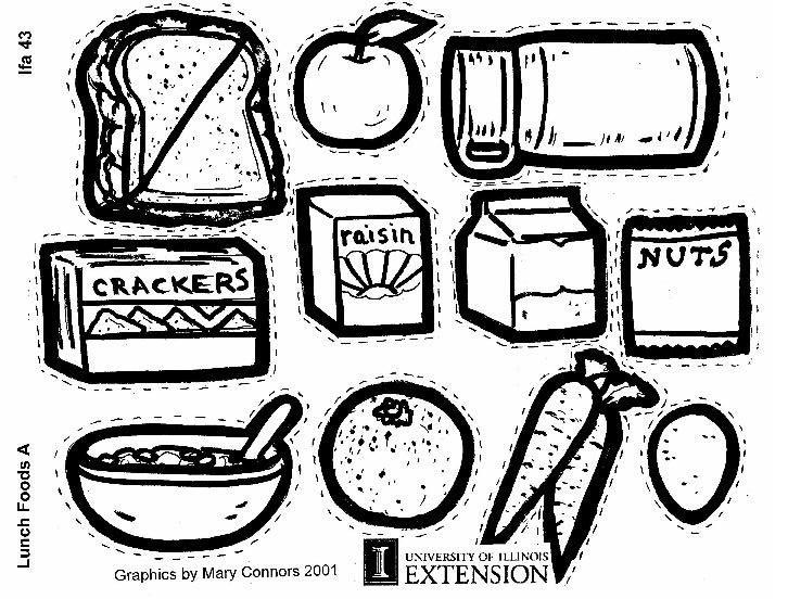 Coloring Page Lunch Foods A - free printable coloring pages
