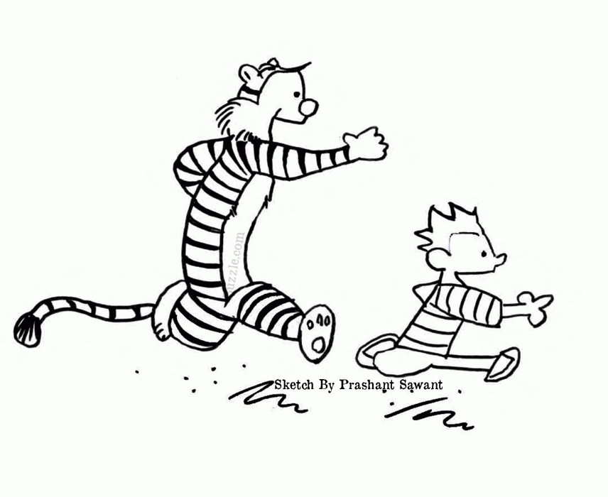 Calvin And Hobbes - Coloring Pages for Kids and for Adults