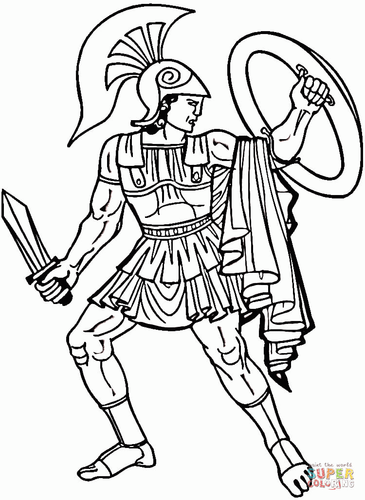 Greek Warrior coloring page | Free Printable Coloring Pages