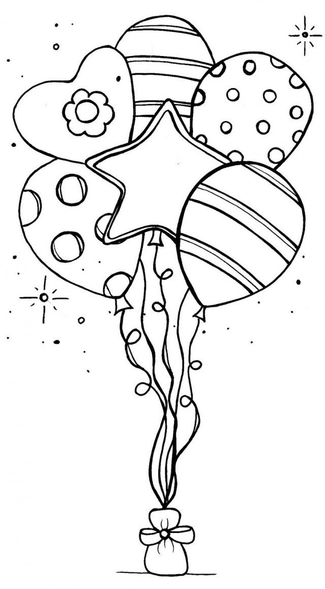 Birthday Balloons - Coloring Pages for Kids and for Adults