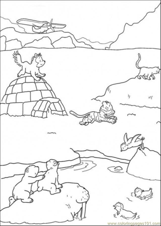 Coloring Pages Polar Bear And Friends Are Playing On The Ice