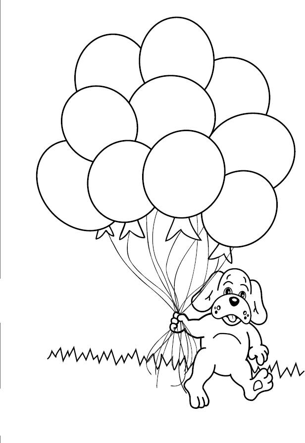 Little Dog With Balloons Coloring Pages - balloons Coloring Pages