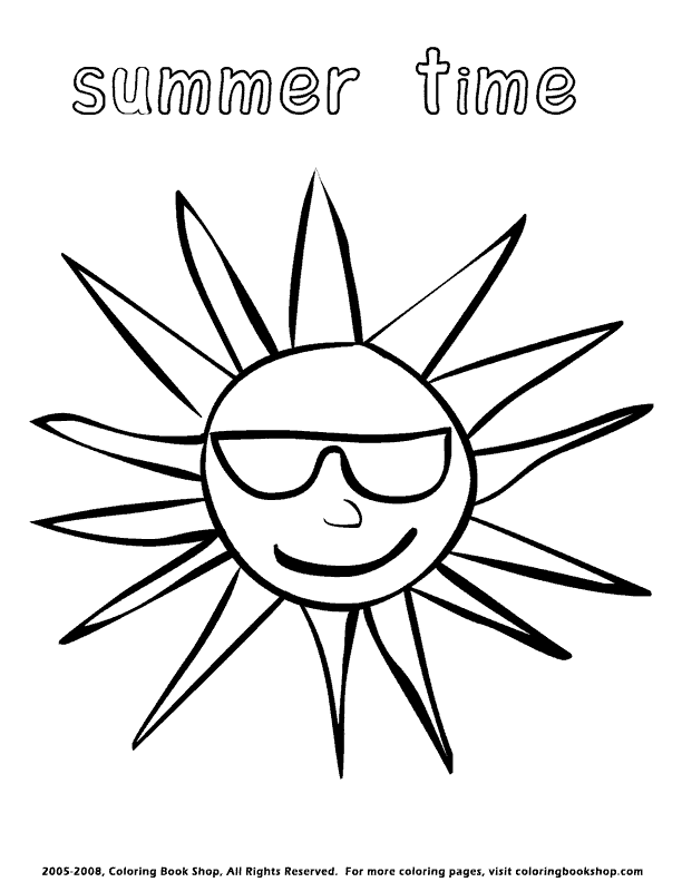 Summer Sun wearing sunglasses coloring page