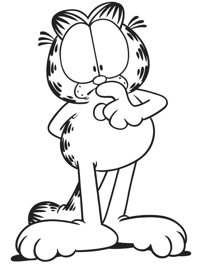 Jim Davis Scared Garfield Coloring Page | Free Printable Coloring