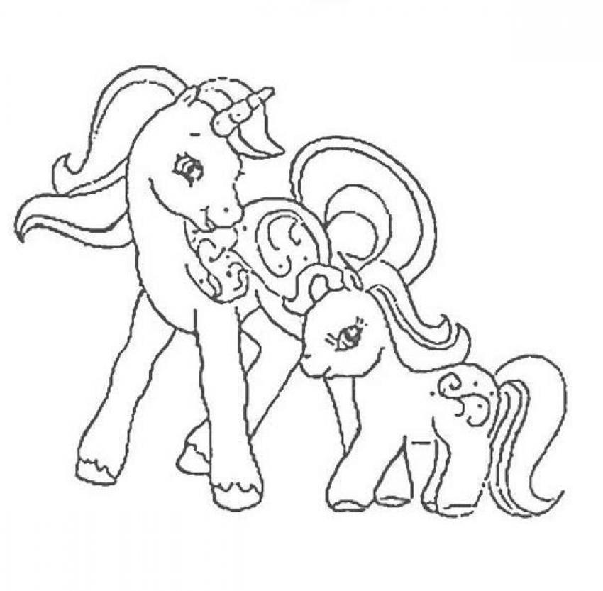 MY LITTLE PONY coloring pages - Mother and her baby pony