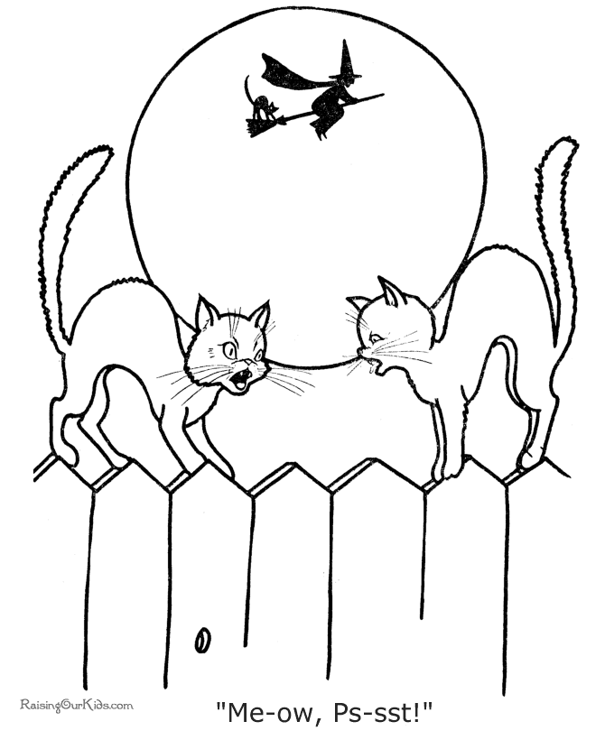 Halloween Black Cat Colouring Pages