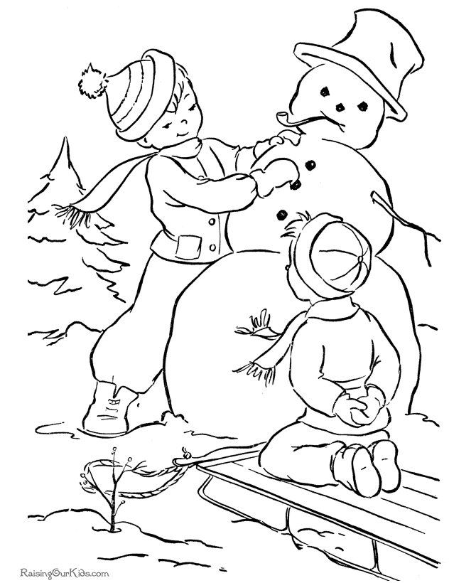 Snowman - Christmas Coloring Pages