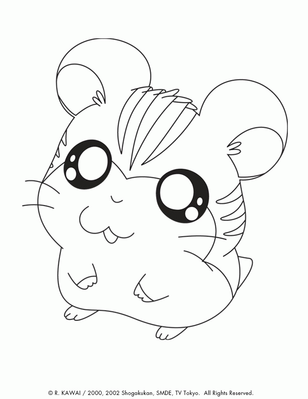 Cute Hamtaro with Eyeglasses Coloring Pages | Coloring Pages For Kids
