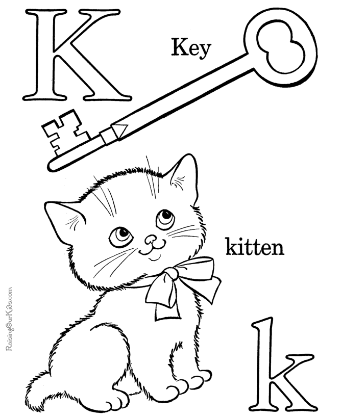 Alphabet coloring book page - Letter K