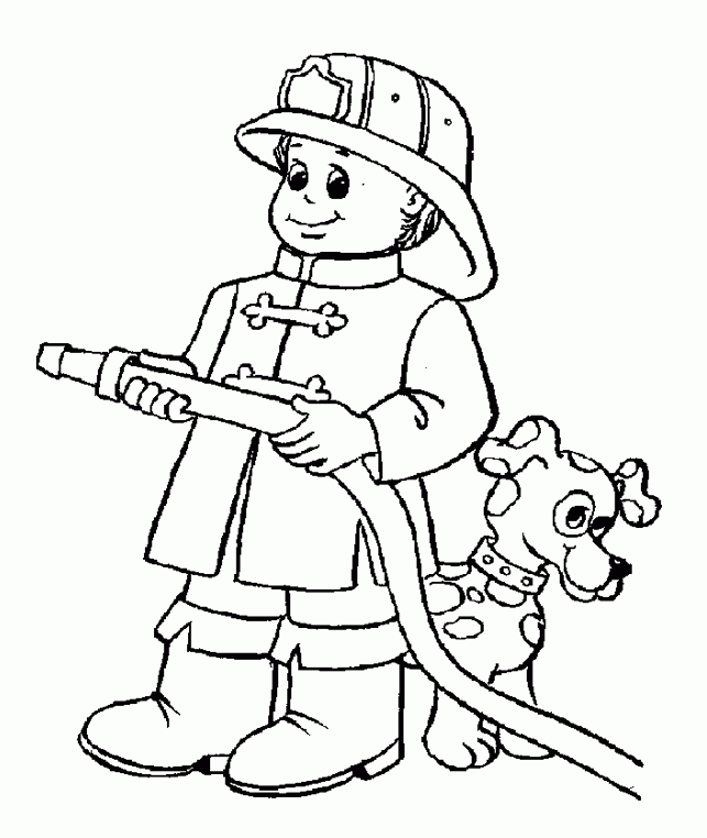Spray Water With Powered Fireman Coloring Pages - Fireman Coloring