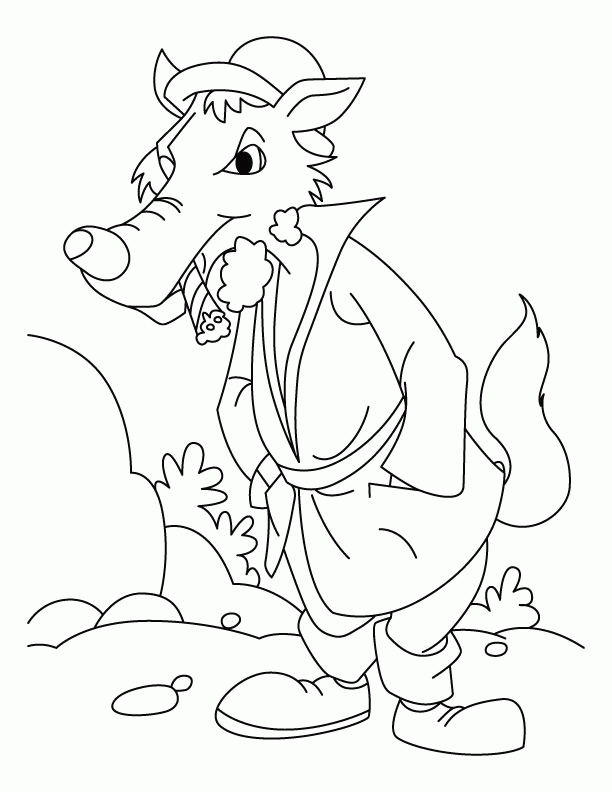 Wolf walking after dinner coloring pages | Download Free Wolf