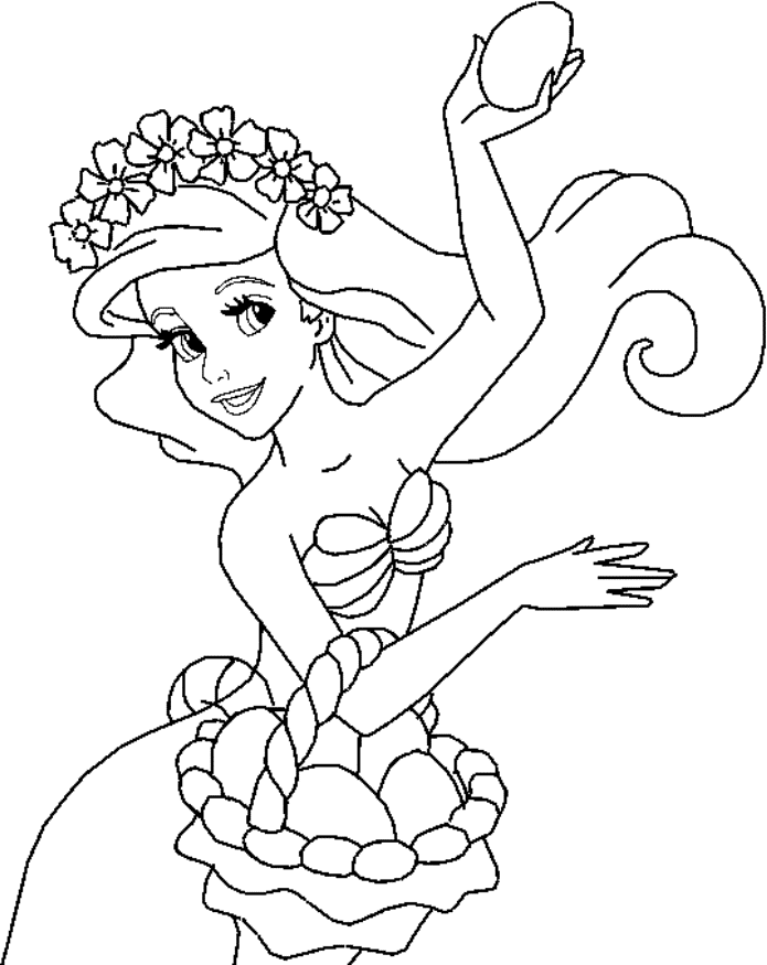 Print Ariel The Little Mermaid Easter Disney Coloring Pages or