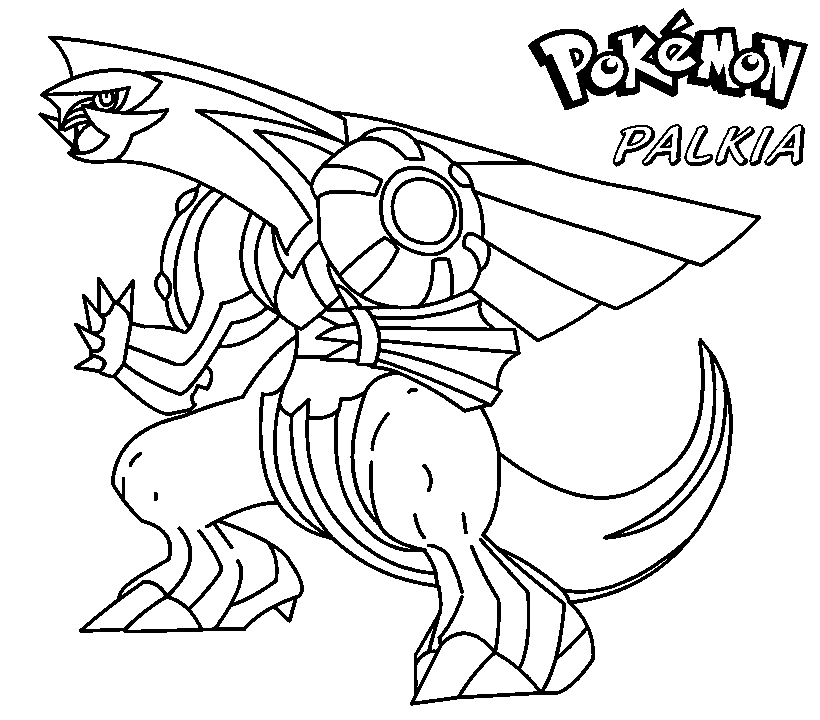 Pokemon Palkia legendary Dragon coloring page to print and free