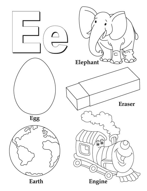 My A to Z Coloring Book Letter E coloring page | Download Free My