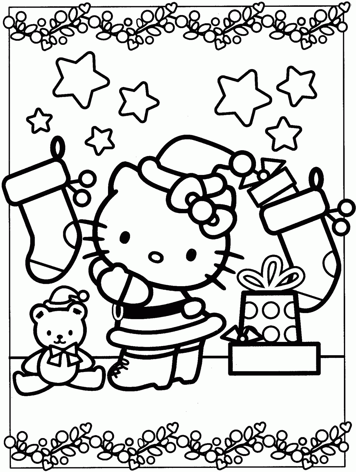 Christmas Coloring Pages Hello Kitty - Coloring Pages For All Ages