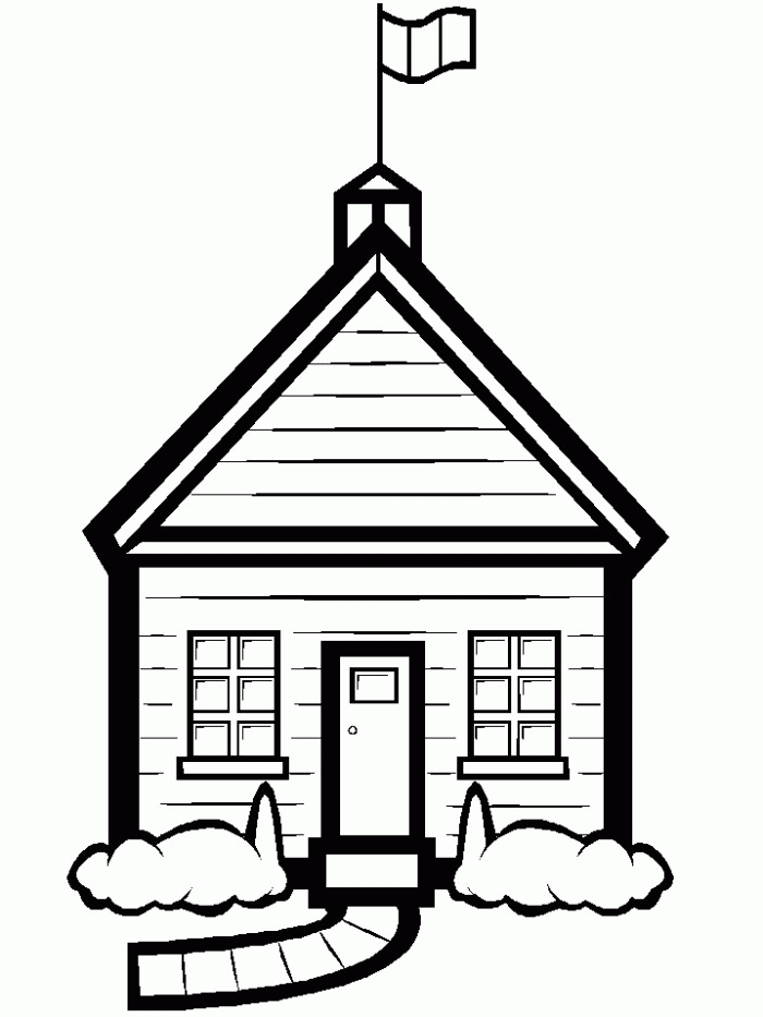 School House Coloring Page - Coloring Pages for Kids and for Adults