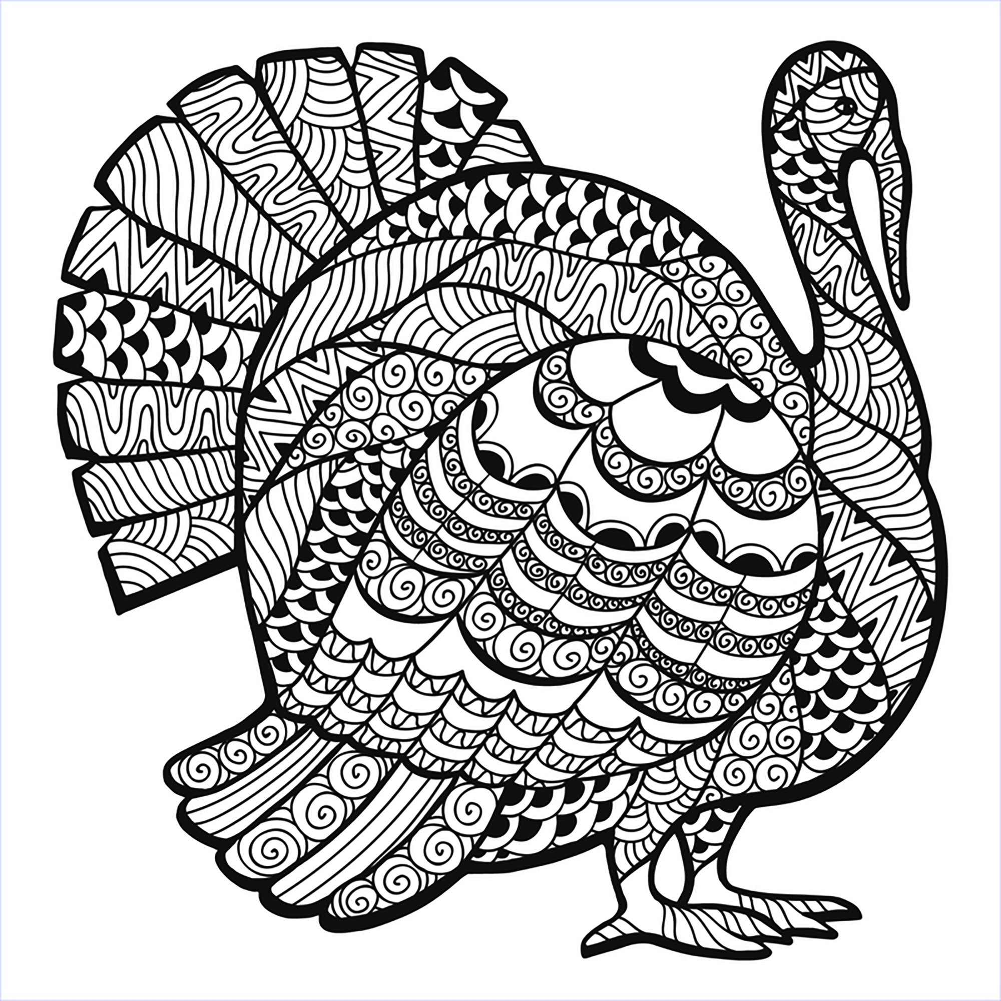 Turkey Zentangle Coloring sheet - Thanksgiving Adult ...