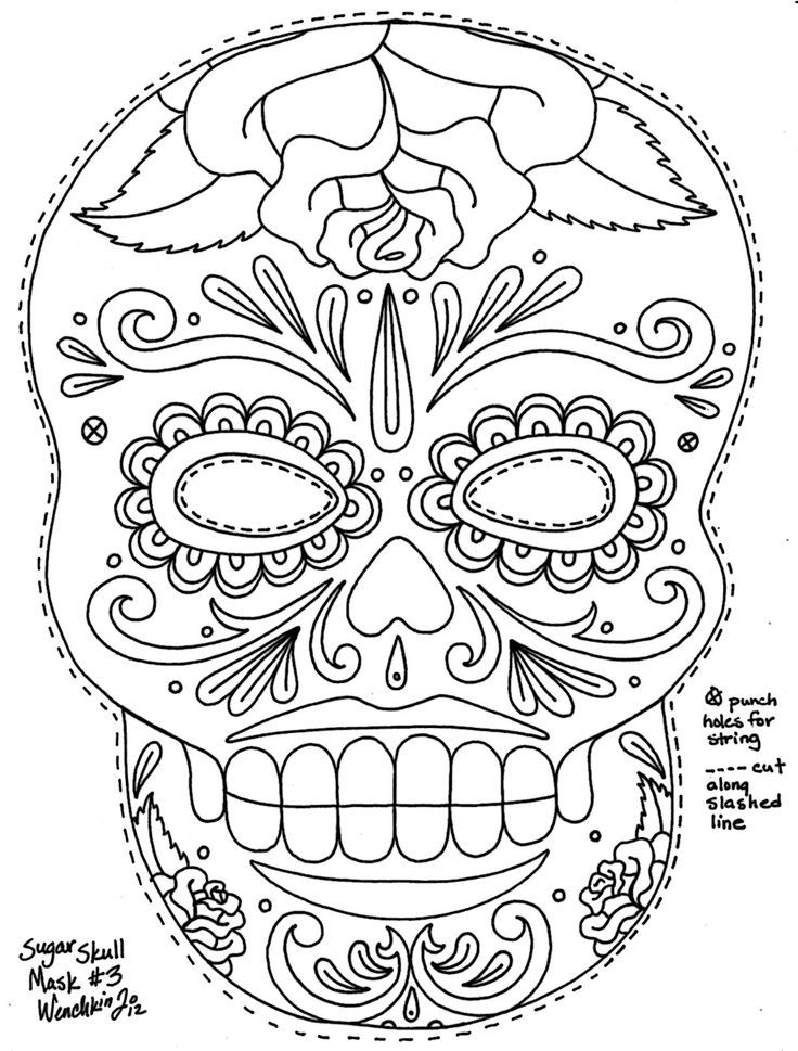 Day Of The Dead Masks Coloring Pages | Kids Art Journal