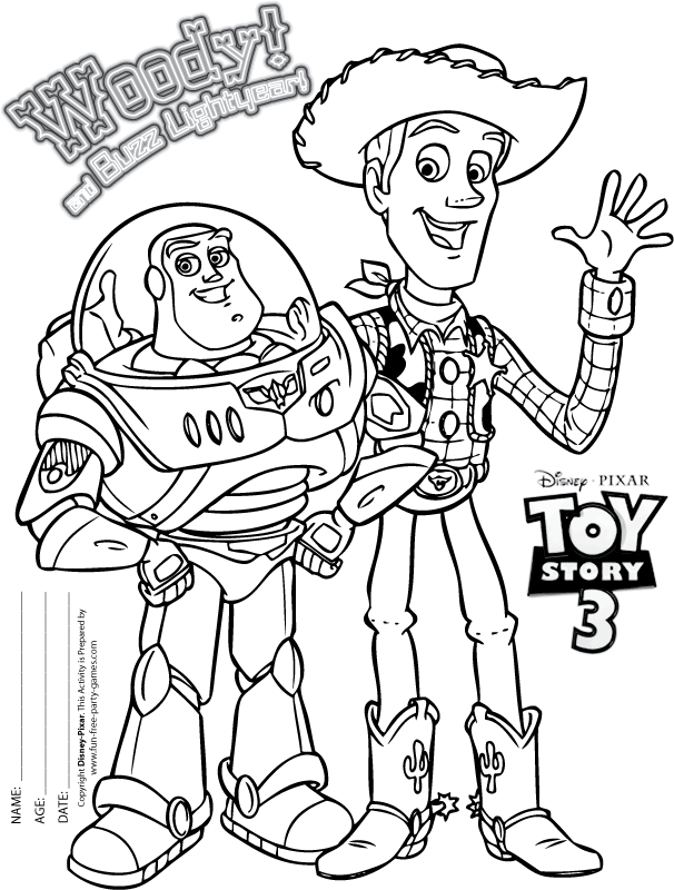 Toy Story Coloring Pages Free: Woody and Buzz You