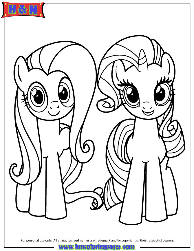 Fluttershy And Rarity Coloring Page | Free Printable Coloring Pages