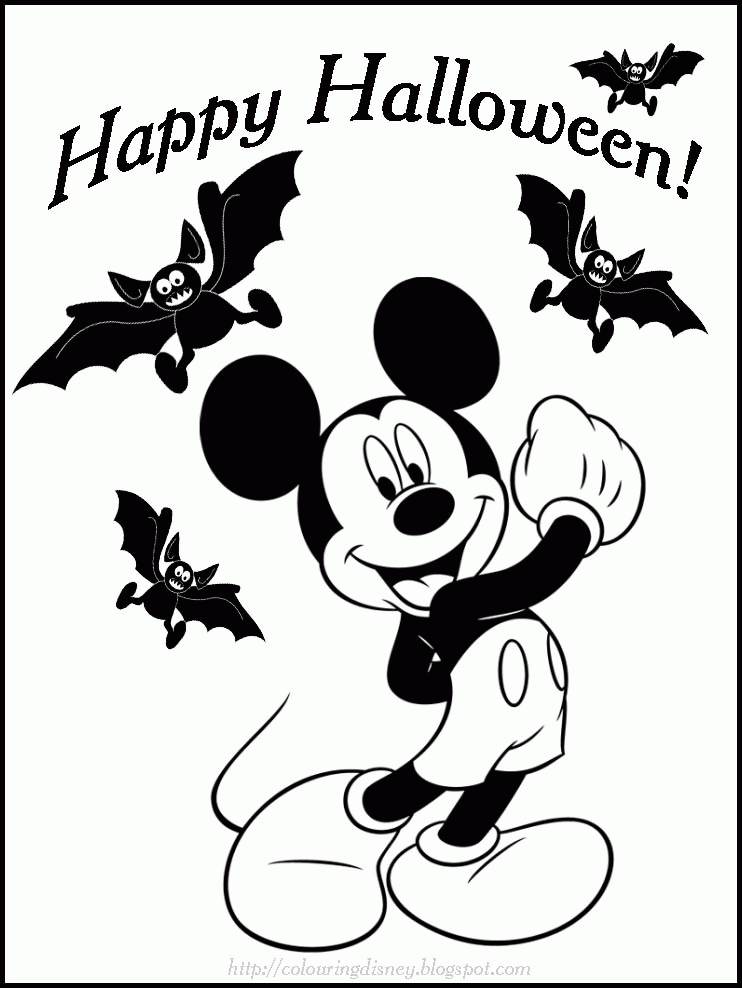 halloween mickey mouse coloring page for you to print and color
