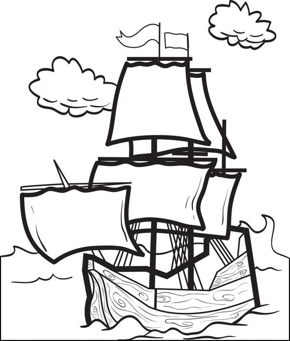 Free, Printable The Mayflower Coloring Page for Kids #4