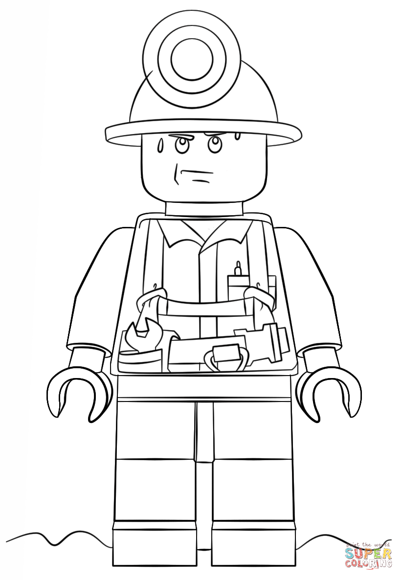 Lego City Miner coloring page | Free Printable Coloring Pages