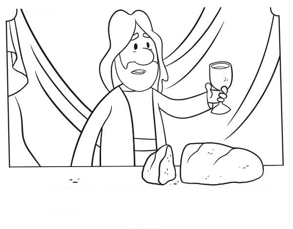 Jesus Raise His Grail in the Last Supper Coloring Page | Kids Play ...
