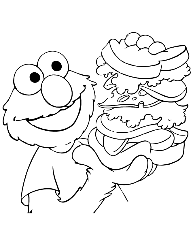 Elmo Eats Lunch Coloring Page | H & M Coloring Pages