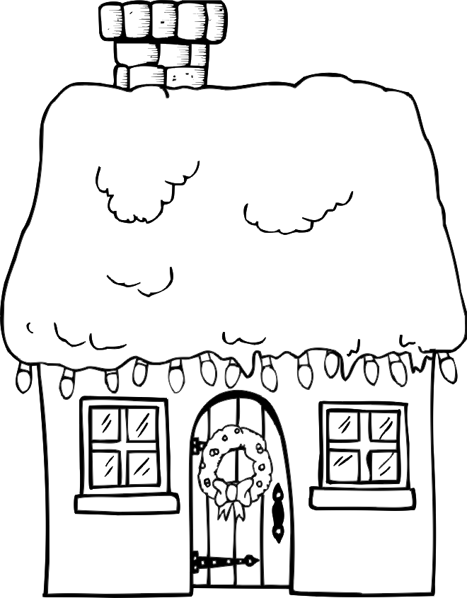 Printable Gingerbread House - Coloring Pages for Kids and for Adults