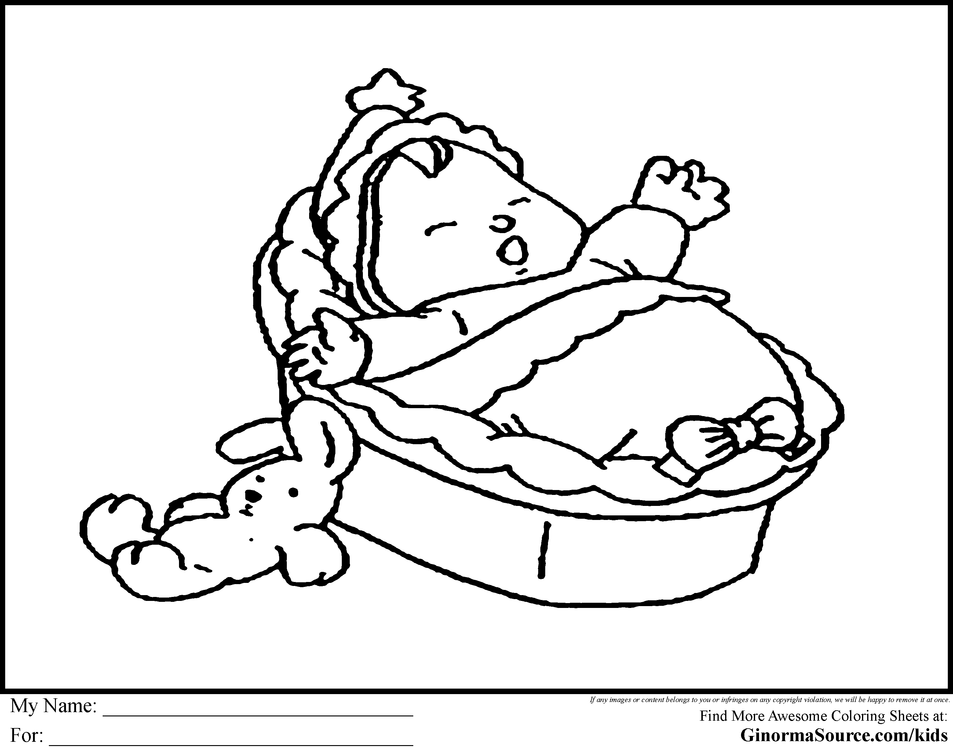 Baby Bassinet Coloring Page For Girls Ginormasource Kids Small ...