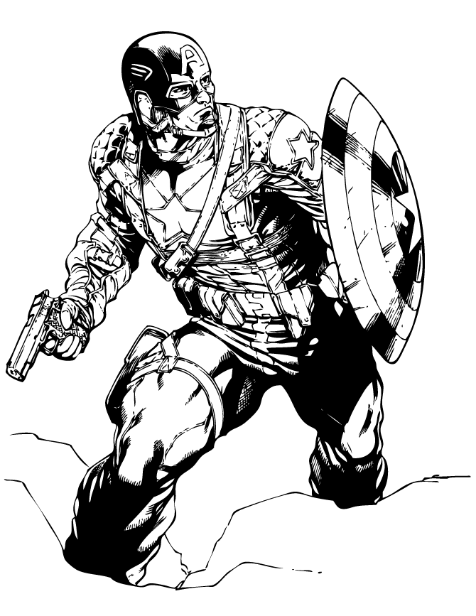 Classic Captain America Coloring Page - Coloring Pages For All Ages