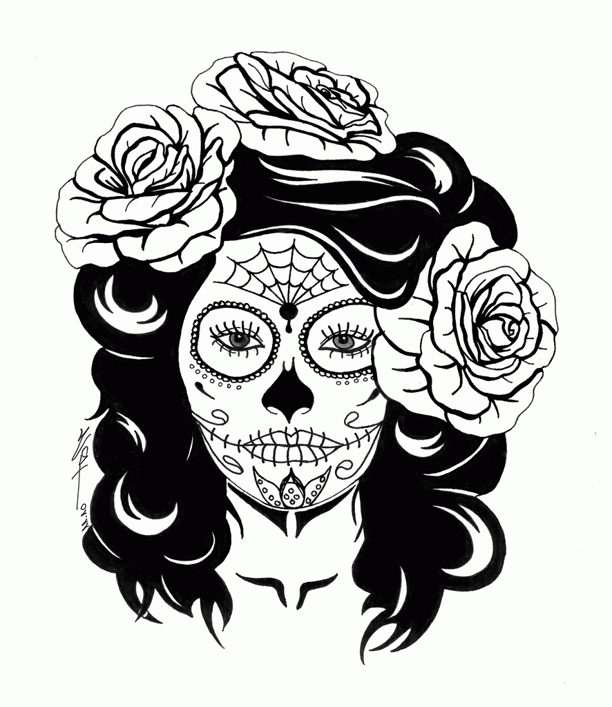 Day Dead Girl Skull Coloring Pages Skull Coloring Pages Sugar ...
