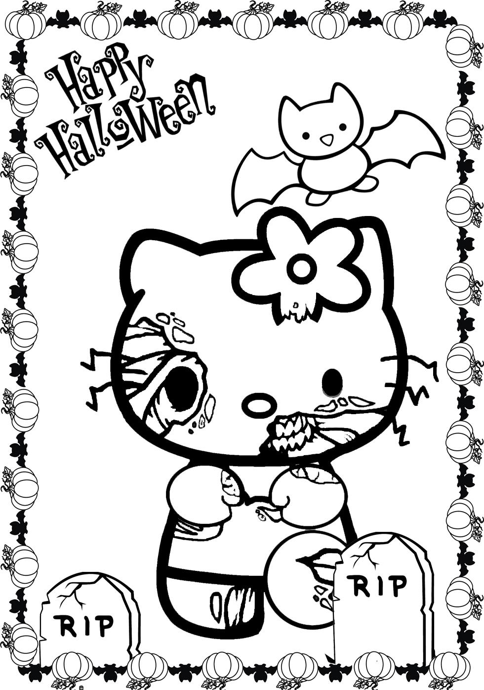 Halloween Coloring Pages For Kids Hello Kitty | Hallowen Coloring ...