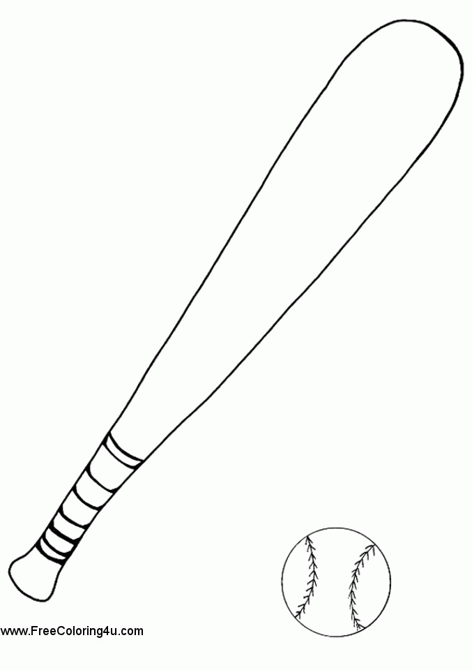 Baseball bat and ball coloring page - coloring book