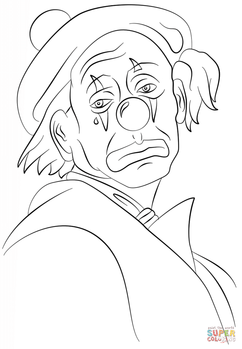 Sad Clown coloring page | Free Printable Coloring Pages