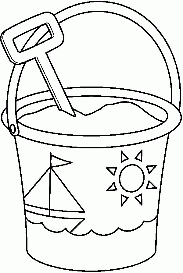 Sailship Decorated Bucket with Shovel Coloring Pages: Sailship ...