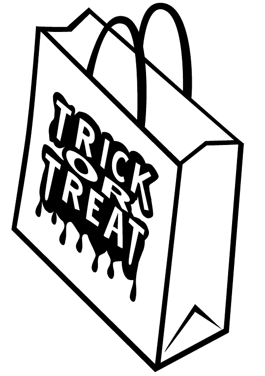 Paper bag with text Trick or Treat | Coloring Pages 24