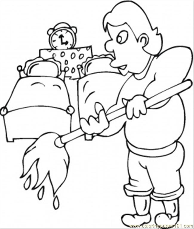 Husband Cleans The Kids Room Coloring Page - Free Furnitures Coloring Pages  : ColoringPages101.com