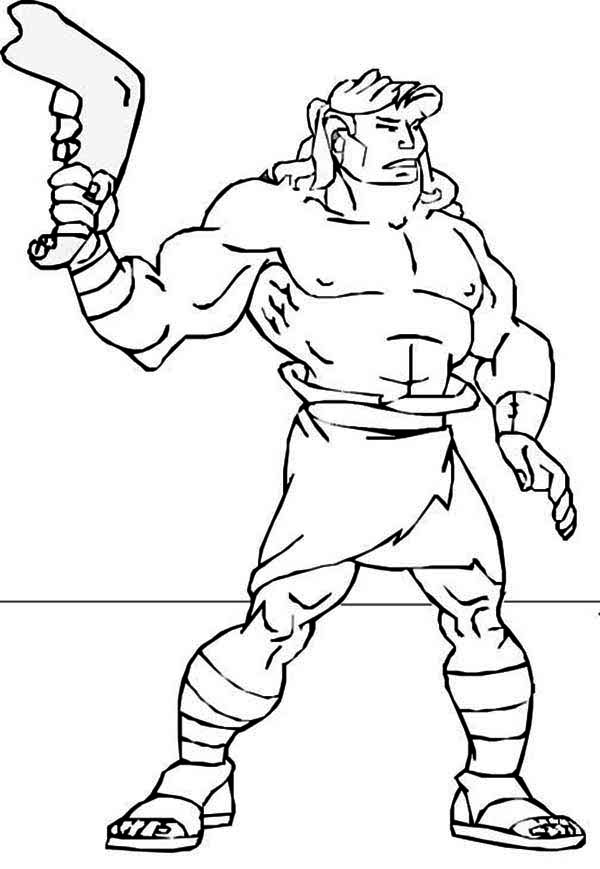 Samson with Jawbone of an Ass Coloring Page | Color Luna